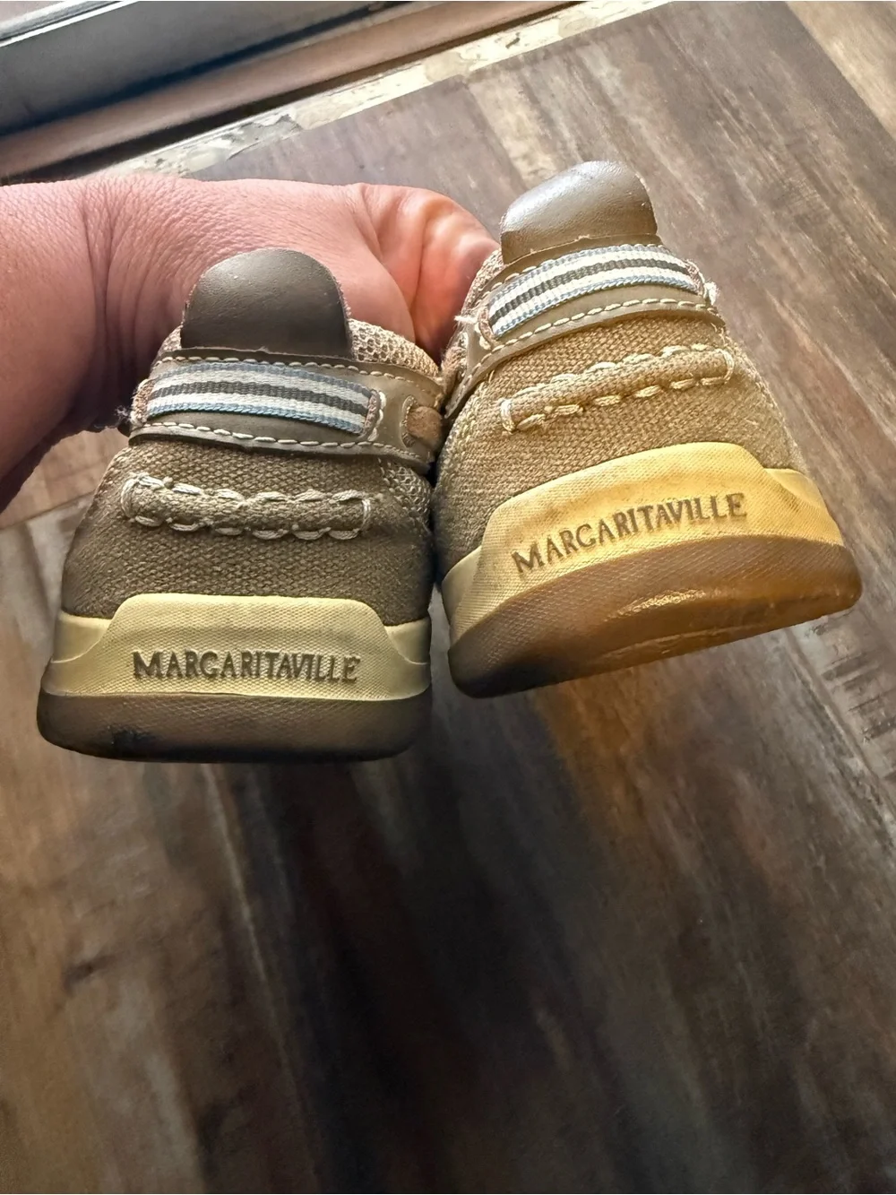 Margaritaville Men's Khaki Brown Boat Shoes, Size 12